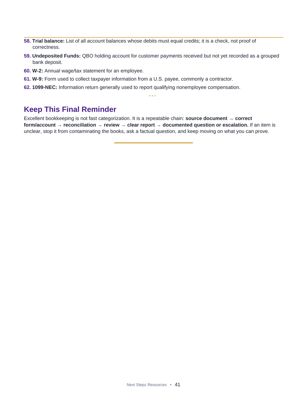 Next Stepz 30-Day Bookkeeping Bootcamp