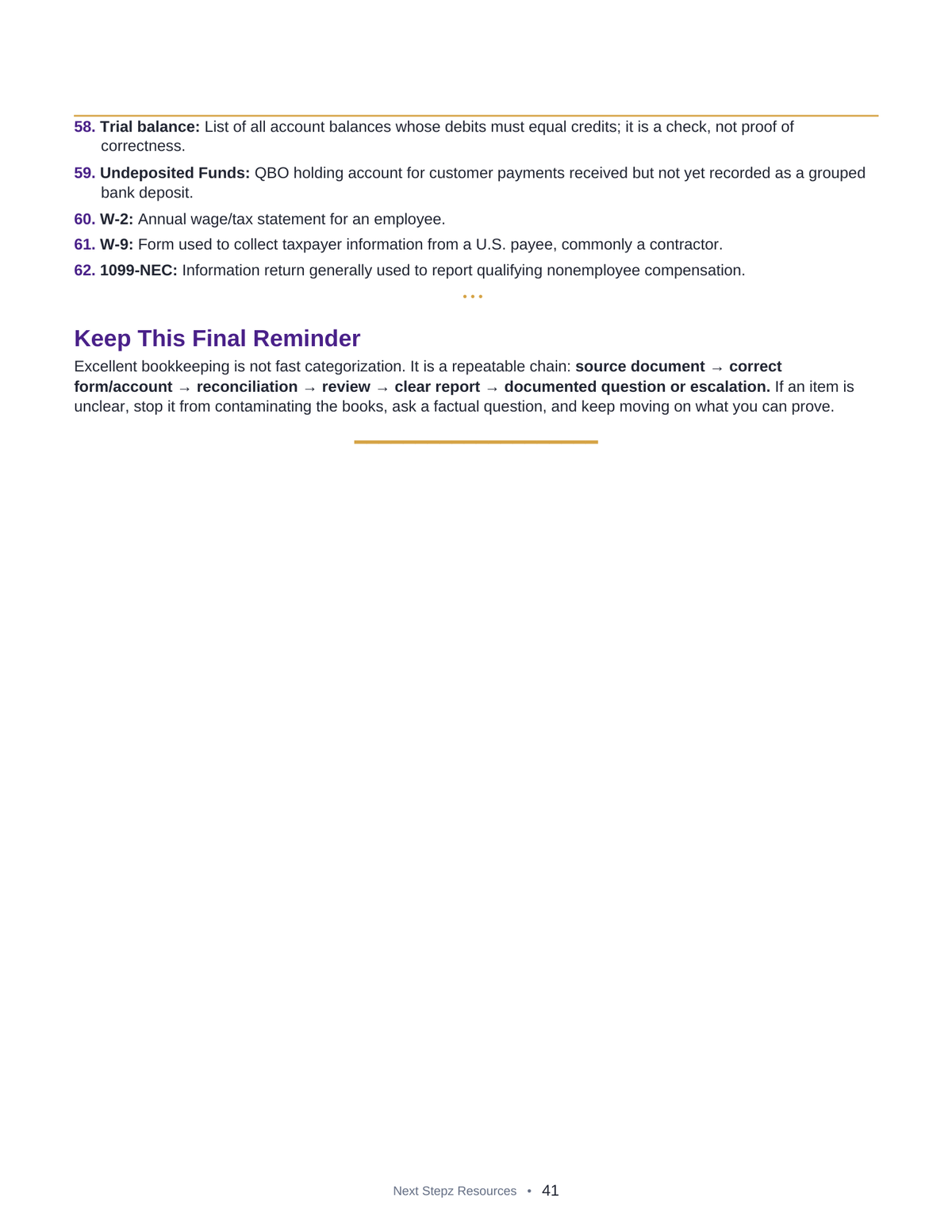 Next Stepz 30-Day Bookkeeping Bootcamp