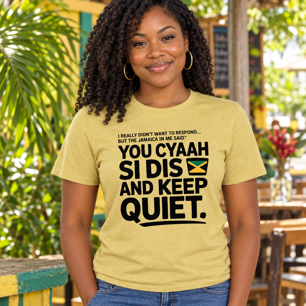 Gold Jamaica statement shirt lifestyle photo