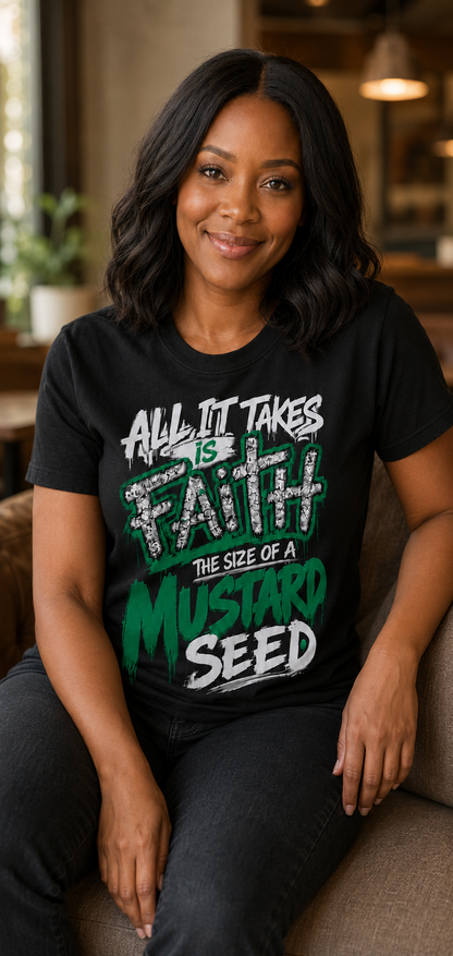 Mustard Seed Faith Tee - Black Christian Streetwear Graphic T-Shirt